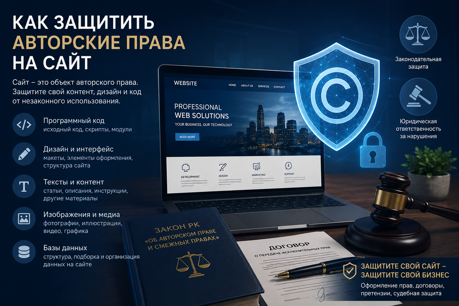 Как защитить авторские права на сайт в Казахстане